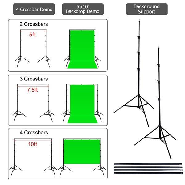 2x3m Photography Background Frame Set | Includes 3 Background Clips | Adjustable Backdrop Stand for Studio & Outdoor Use