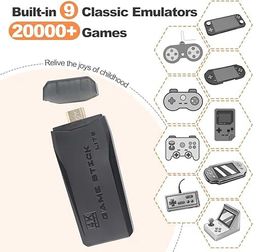 M8 Portable Mini Game Console – Plug & Play with 2 Wireless Controllers & 64GB SD Card, HDTV Output
