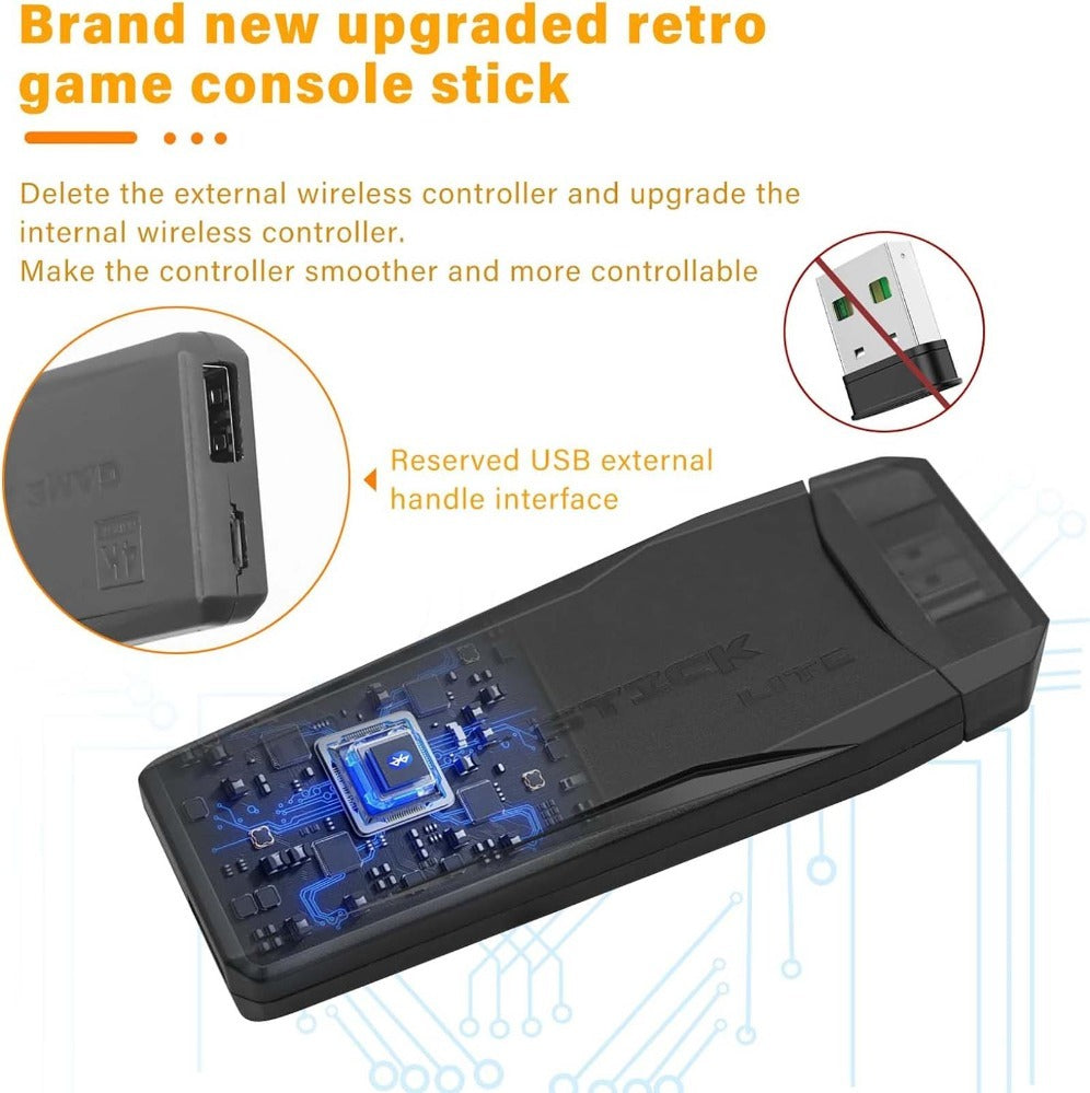 M8 Portable Mini Game Console – Plug & Play with 2 Wireless Controllers & 64GB SD Card, HDTV Output