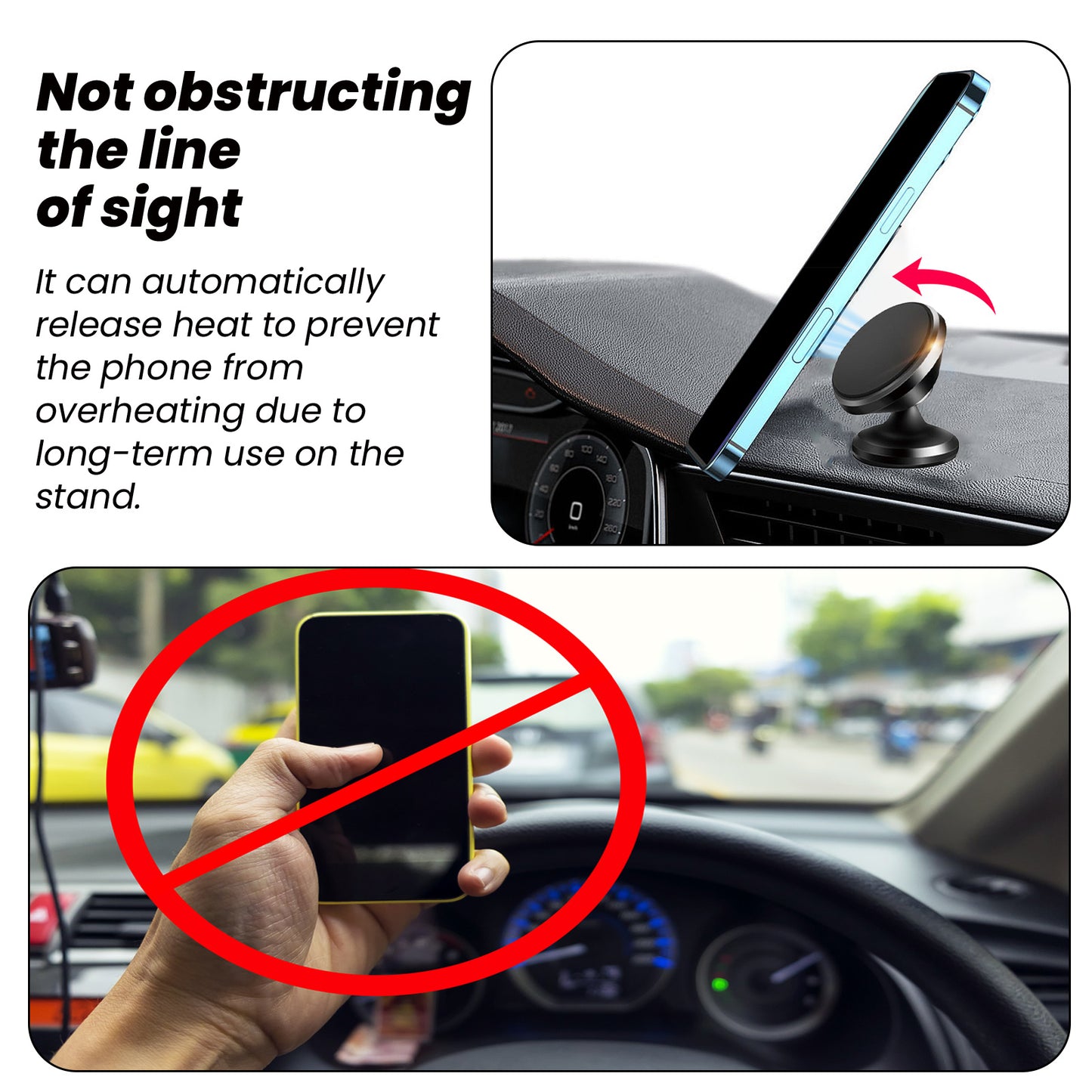 Rayhong Magnetic Folding Car Phone Stand | 360° Rotating Dashboard Mount