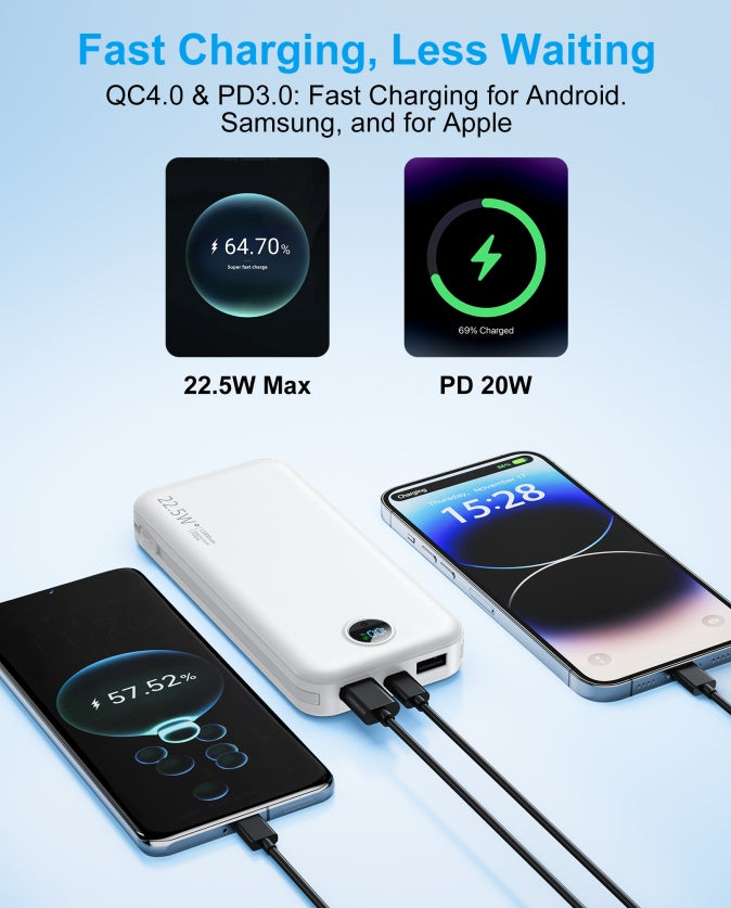 With AC Socket For Fast Charging, It Comes With A Dual-wire Digital Display Power Bank