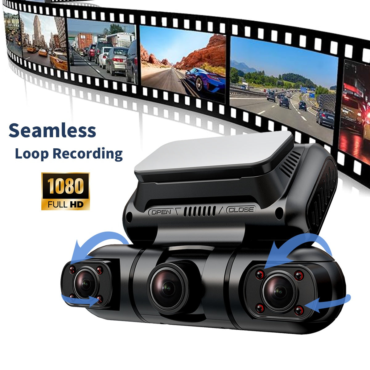 Hainatech 360° 4-Channel Dash Cam | Front, Rear, Inside & Side Views | GPS, WiFi, Night Vision, 24/7 Parking Mode + 128GB Card