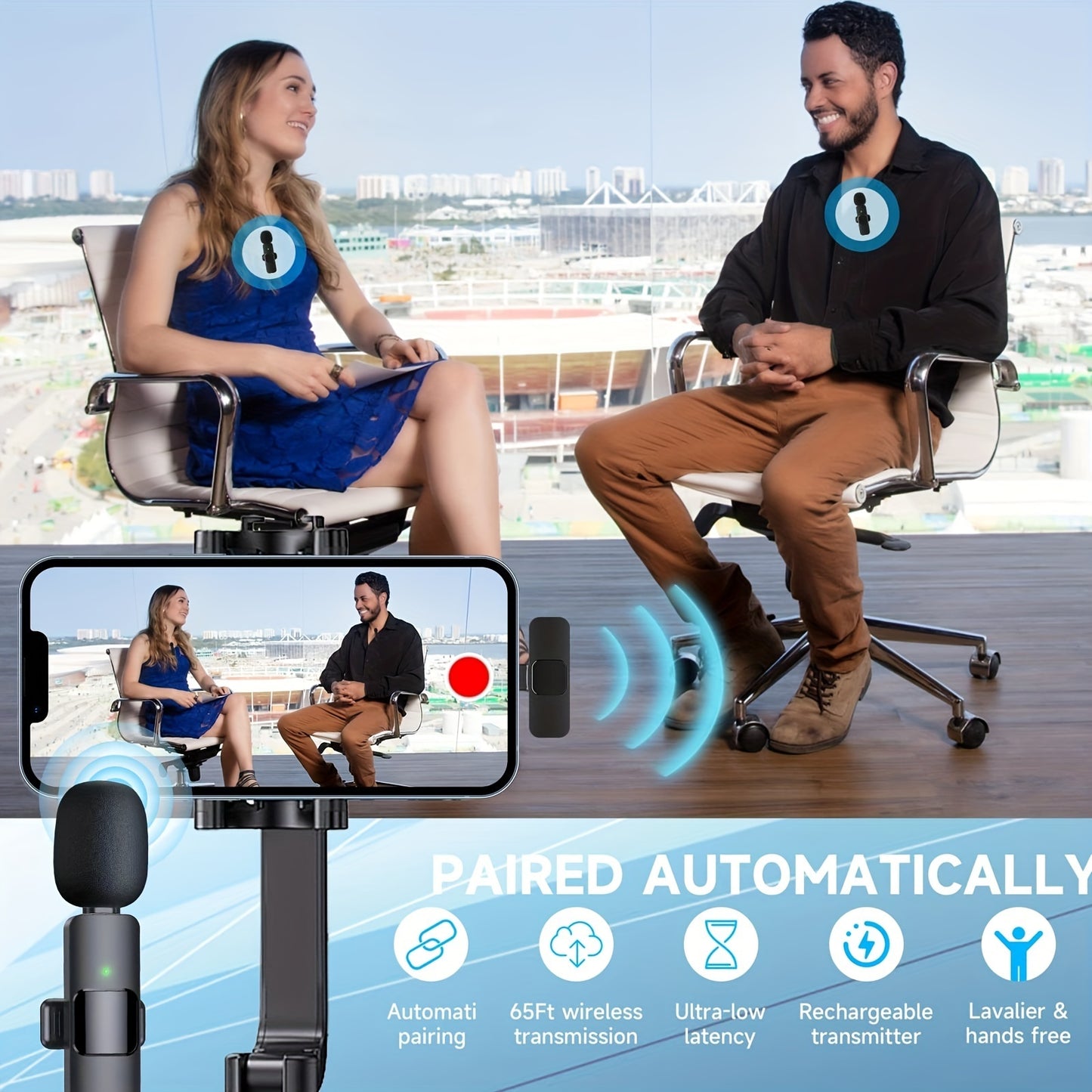 Wireless Lavalier Microphone for iPhone & iPad | Professional Clip-On Omnidirectional Mic for Interviews, Videos, Podcasts & YouTube