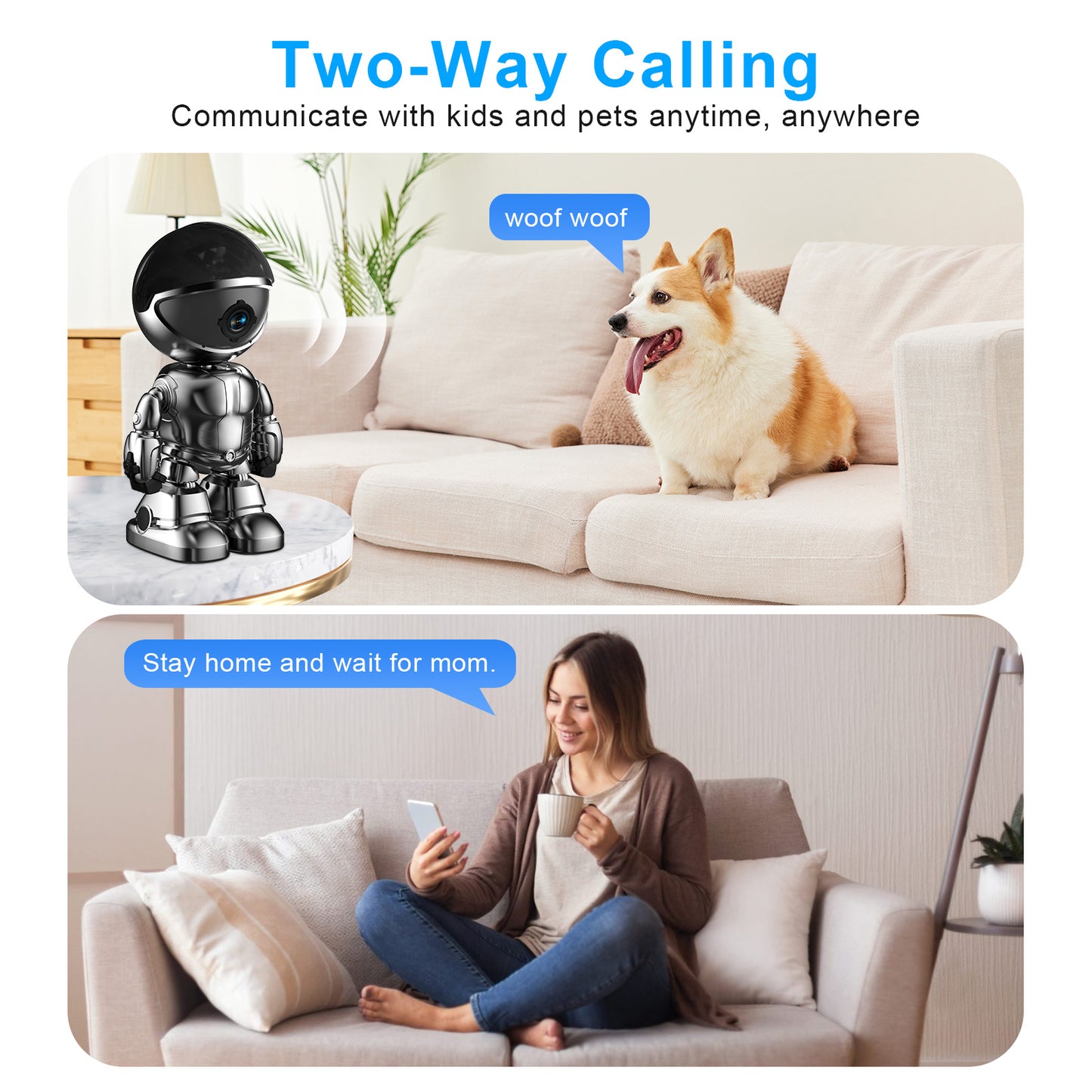 Smart Robot, IP Camera, WiFi, CCTV, Baby Monitor, Security.