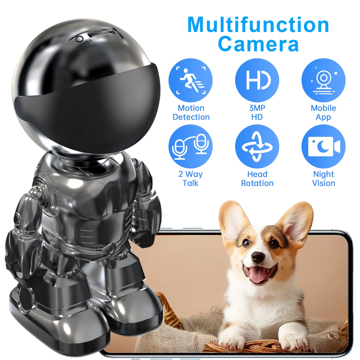 Smart Robot, IP Camera, WiFi, CCTV, Baby Monitor, Security.