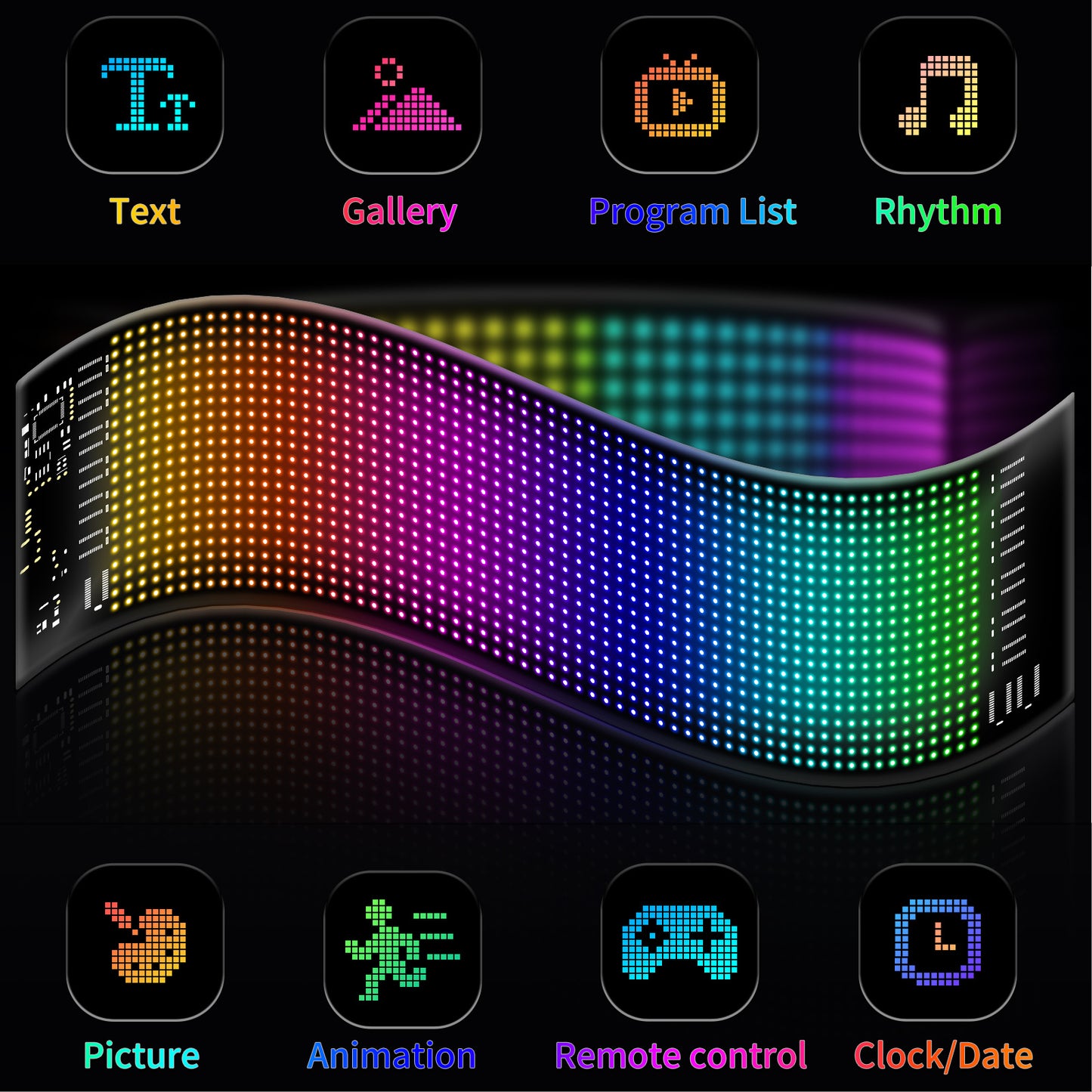 14" Programmable Pixel LED Panel | Preloaded Animations & Scrolling Display for Events, Parties & Transportation