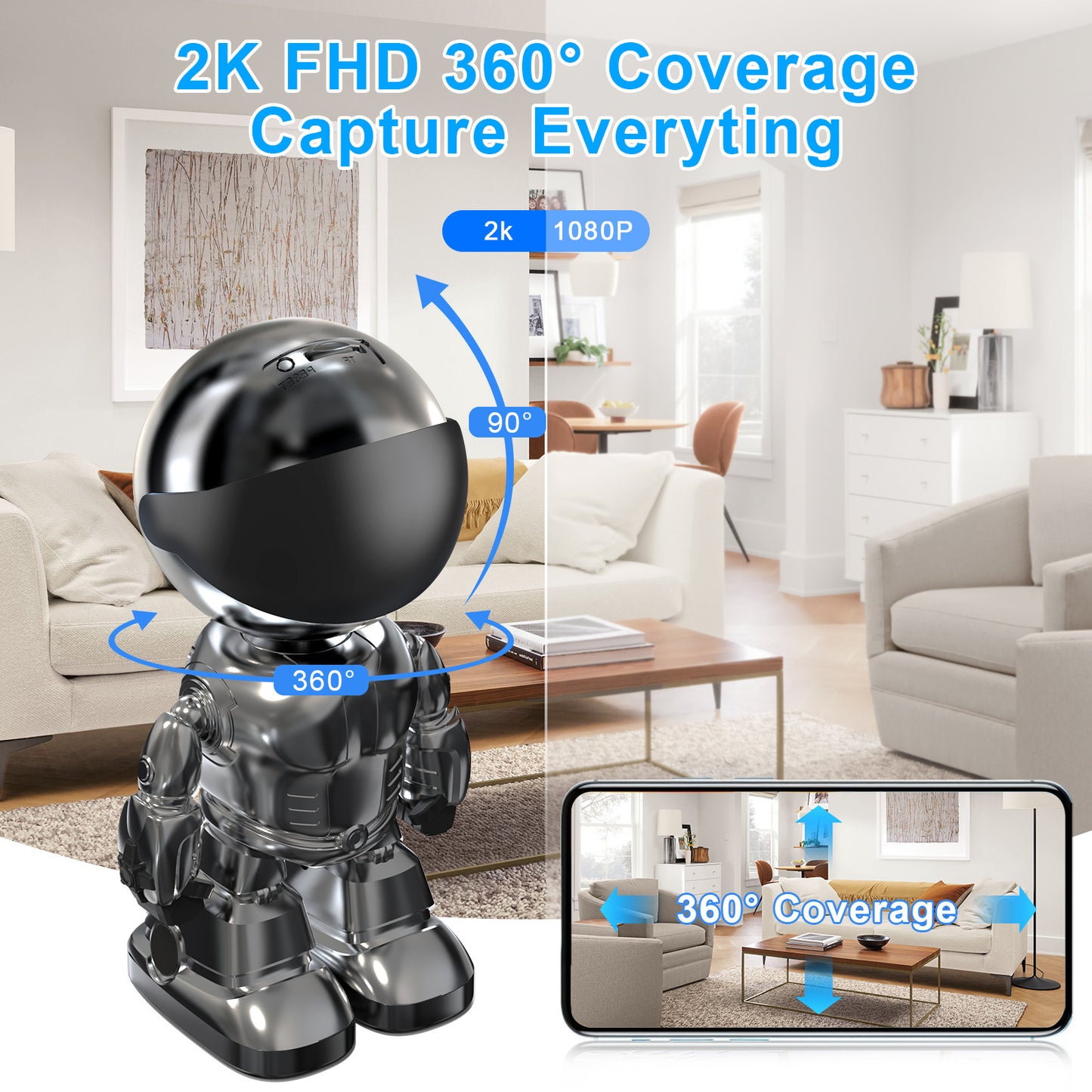 Smart Robot, IP Camera, WiFi, CCTV, Baby Monitor, Security.