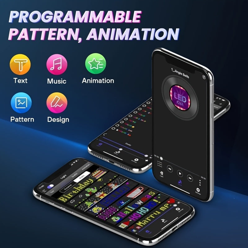 14" Programmable Pixel LED Panel | Preloaded Animations & Scrolling Display for Events, Parties & Transportation