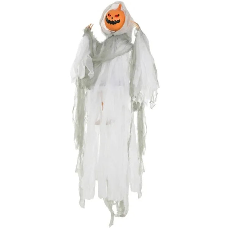 3.9ft Sound-Activated Pumpkin Ghost with Red LED Eyes – Spooky Halloween Decoration with Howling Sounds