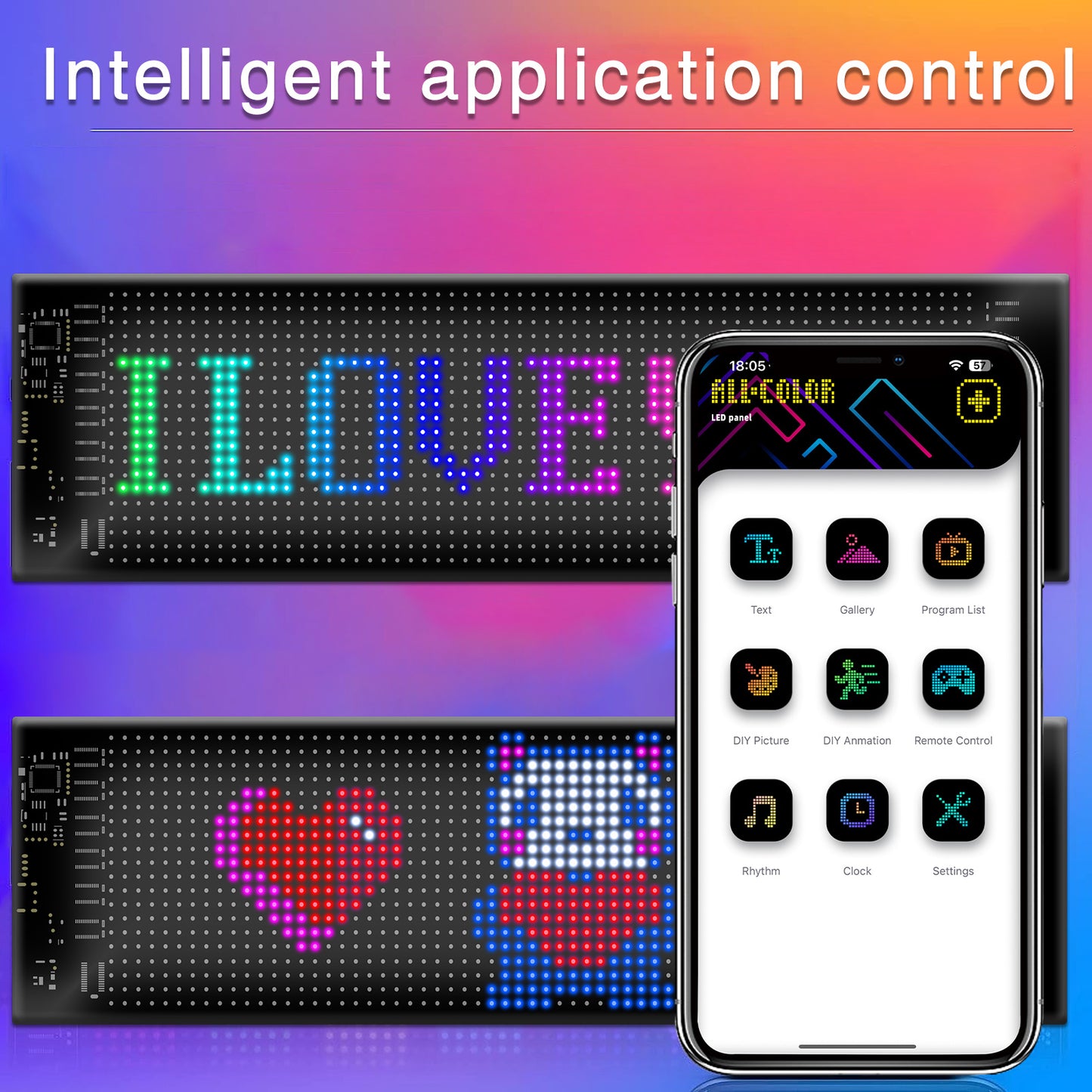 14" Programmable Pixel LED Panel | Preloaded Animations & Scrolling Display for Events, Parties & Transportation