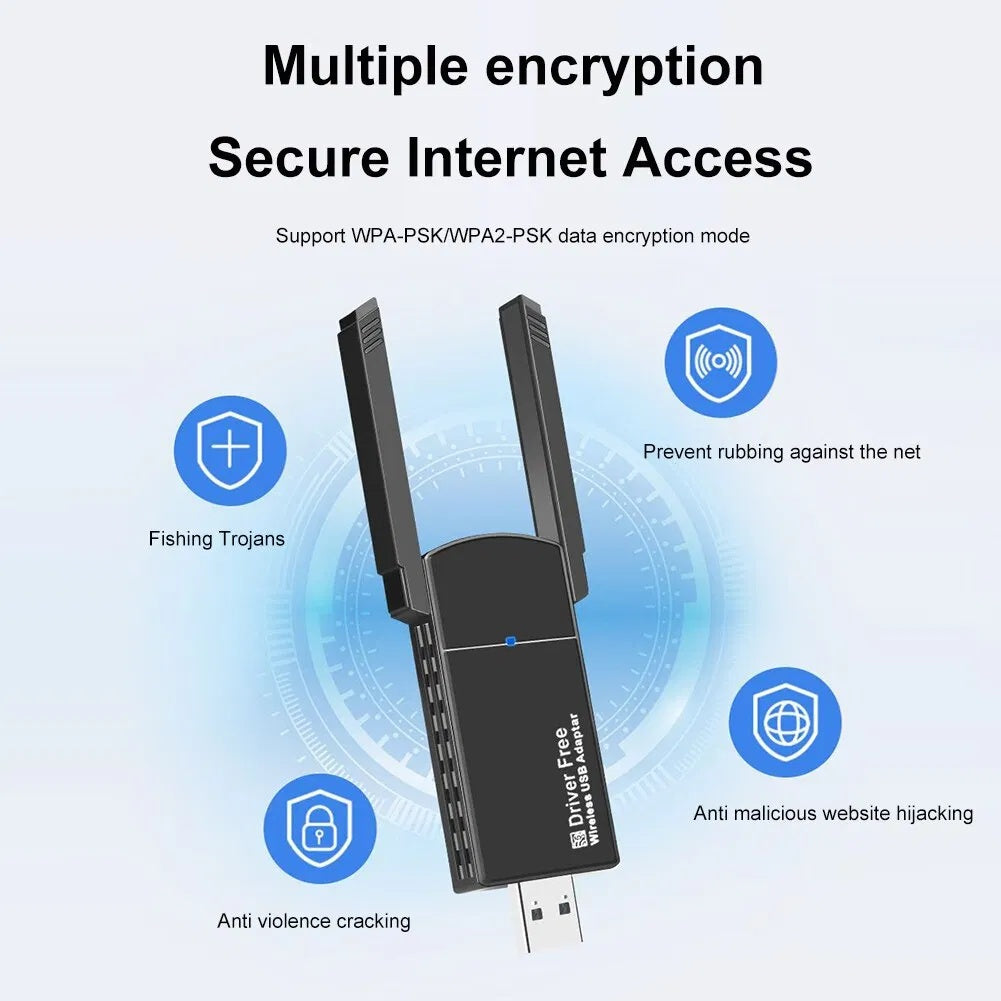 USB 3.0, WiFi Adapter, 1300Mbps, Dual Band, 5GHz, Long Range.