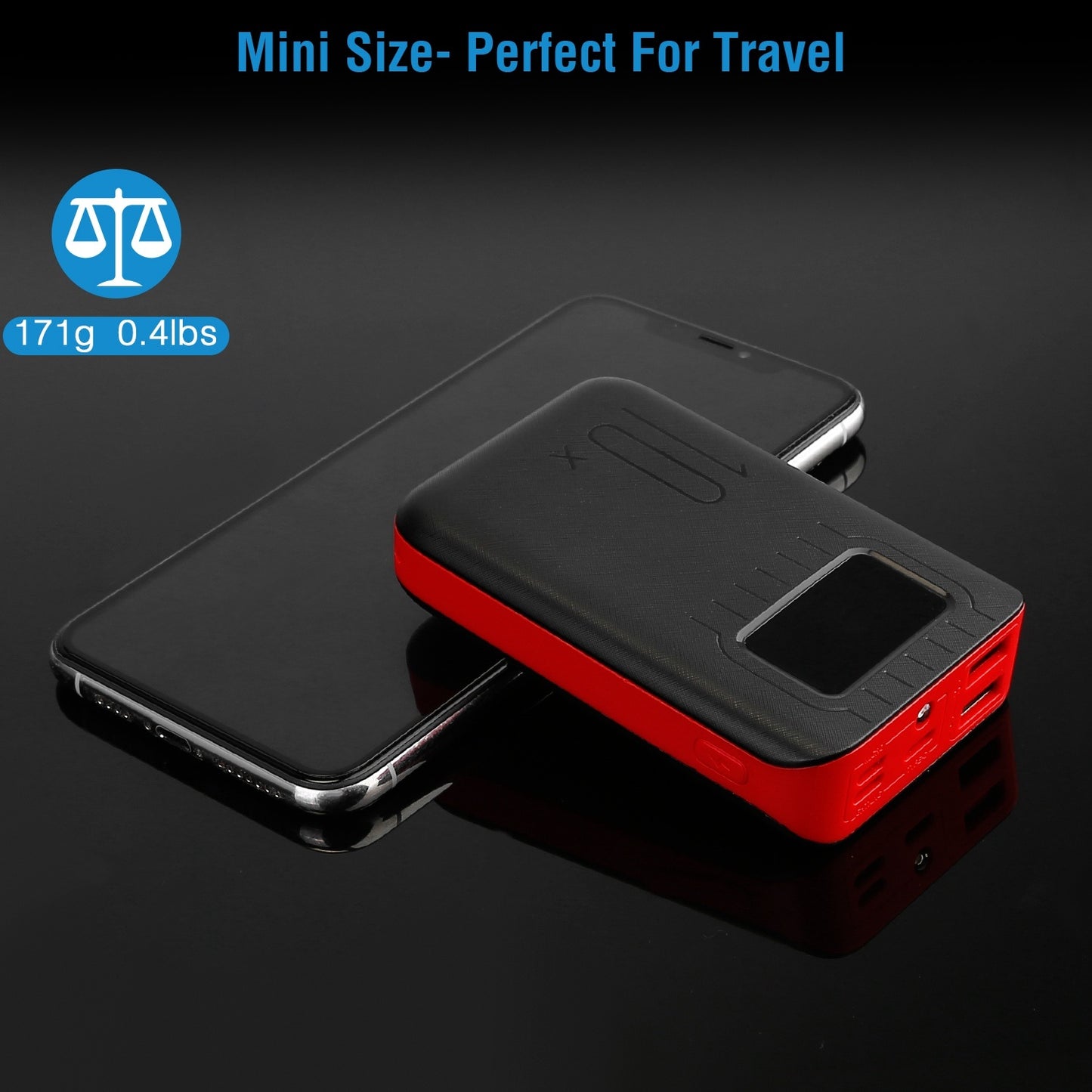 1Pc 1W MAh Portable Power Bank External Battery Pack Charger Dual USB Charge Interface With LCD Display Flashlight Type C Micro USB Lightning Input