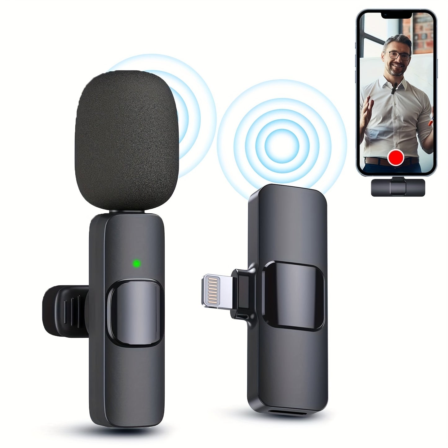 Wireless Lavalier Microphone for iPhone & iPad | Professional Clip-On Omnidirectional Mic for Interviews, Videos, Podcasts & YouTube