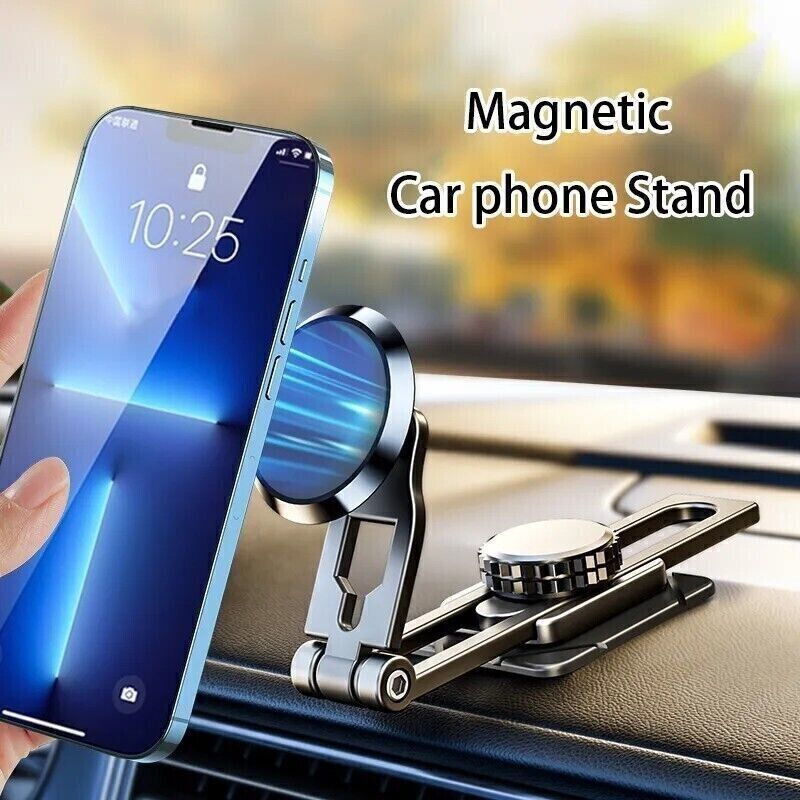 Universal 360° Magnetic Car Dashboard Phone Holder | Foldable Aluminum Alloy Mount