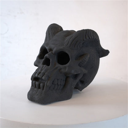 Metal Skull Gas Log for Fire Pit – Handmade Fireproof Halloween Decoration with Realistic Burning Effect