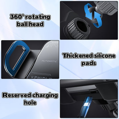15W Wireless, Car Phone Holder, Magnetic, Fast Charger, Auto Rotation, Auto Clamping.