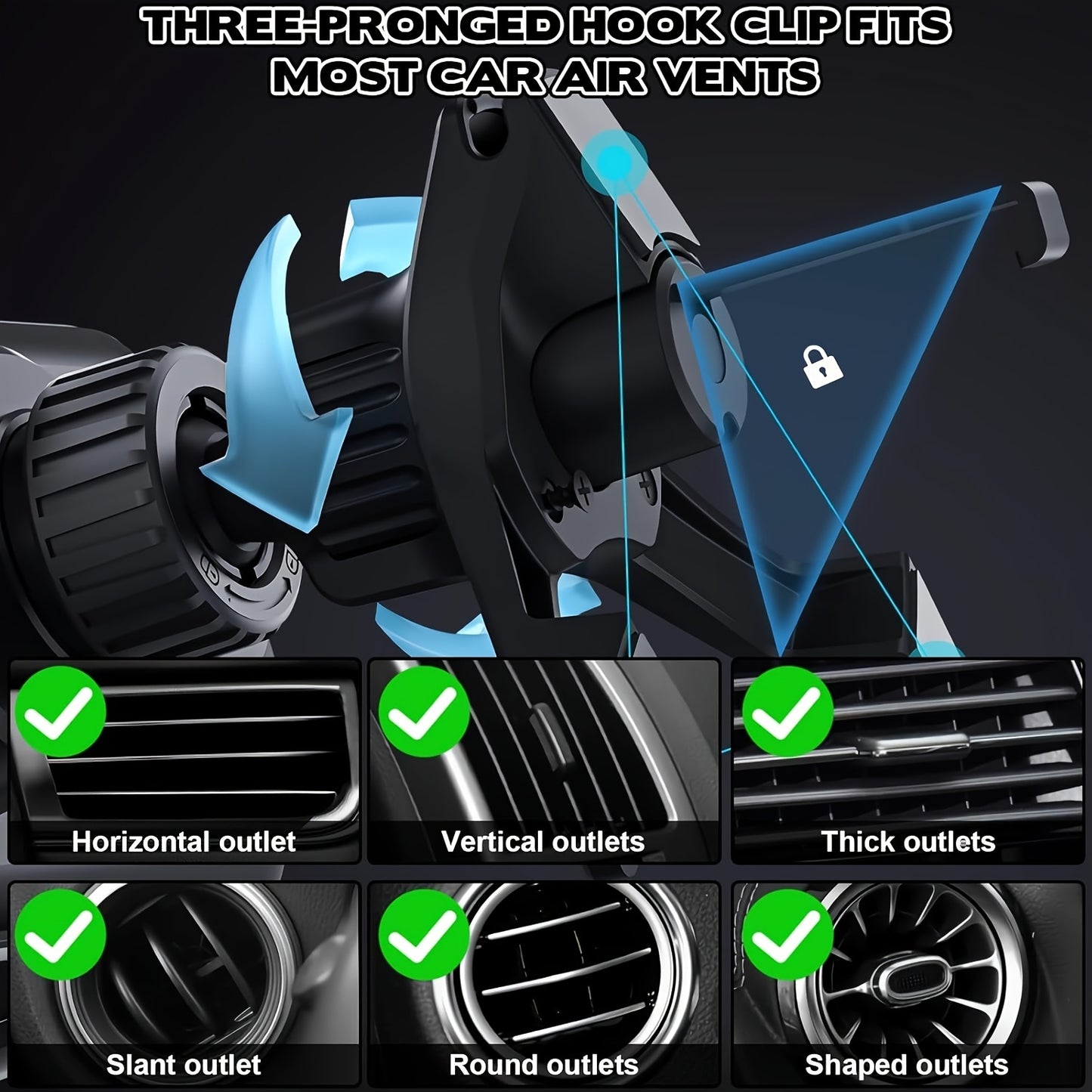 15W Wireless, Car Phone Holder, Magnetic, Fast Charger, Auto Rotation, Auto Clamping.