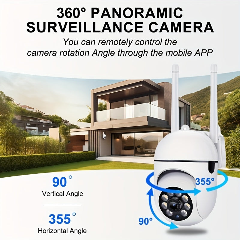 Courtyard Guardian Outdoor Spherical Camera Set - 1080P 360 Blind Spot Monitoring, Wireless 2.4G Anti-interference, Full-color Night Vision, Motion Tracking & Remote Viewing Via App