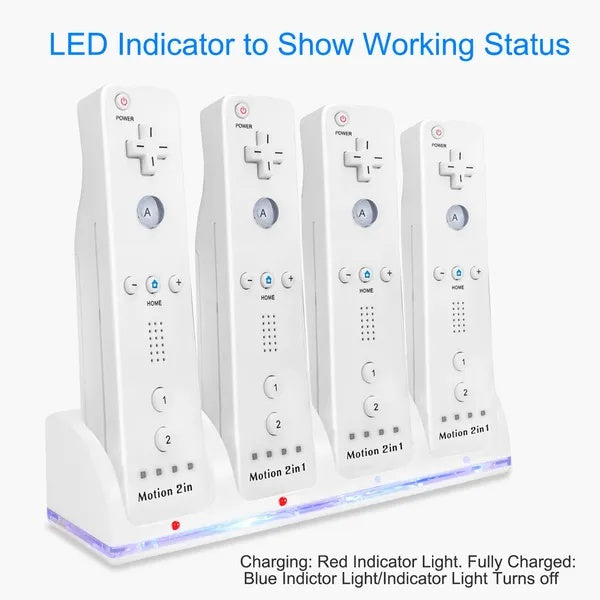 4-in-1 Game Controller Charging Dock – Station with 2800mAh Rechargeable Batteries