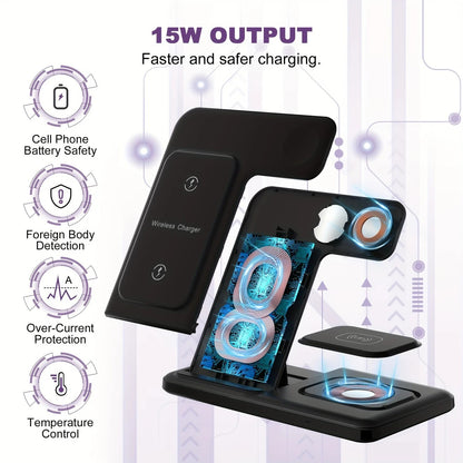 15W Fast Charging Three-in-one Wireless Charger
