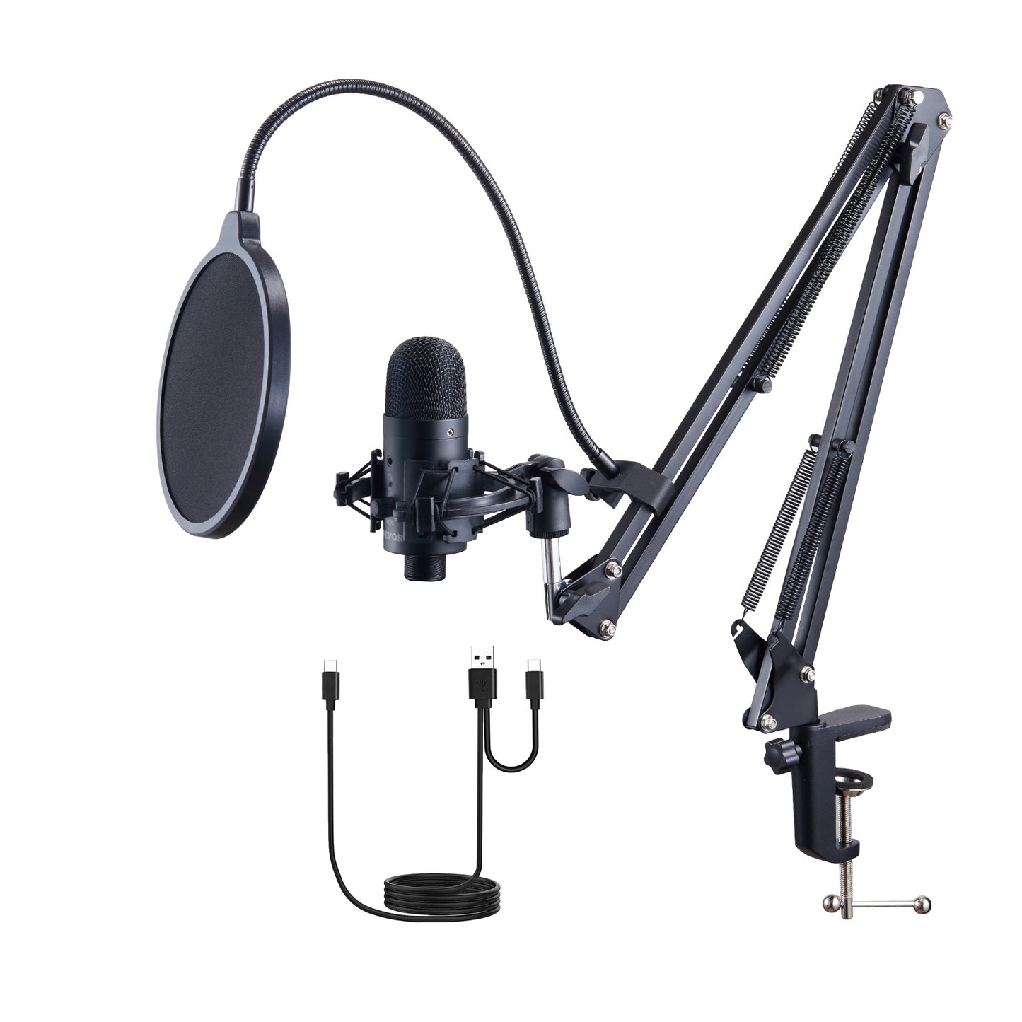 VEVOR USB Condenser Microphone Kit – 192kHz/24-bit with Boom Arm, Shock Mount & Mute Button