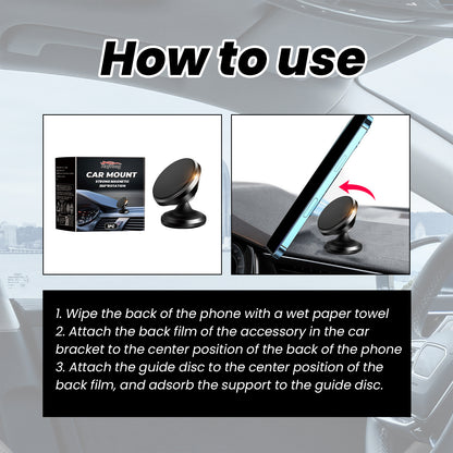 Rayhong Magnetic Folding Car Phone Stand | 360° Rotating Dashboard Mount