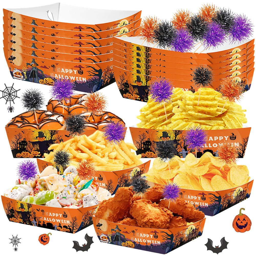 72 Pcs Halloween Party Supplies – Orange Paper Treat Bags for Candy & Party Favors (8.5” x 3.1” x 1.7”)