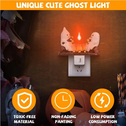 2-Pack Ghostly Bonfire Flame Lights – Halloween Flashing Night Lights for Indoor Decoration