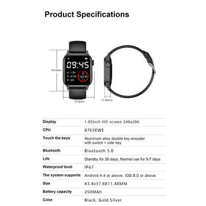 G93 Smart Watch 1.85" – Waterproof Sports Fitness Tracker with BT Call & Heart Rate Monitor