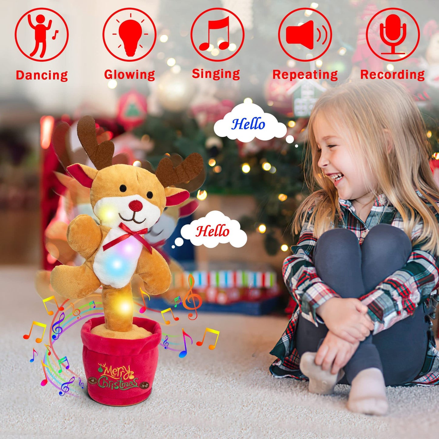 Dancing Christmas Tree Plush Toy – Singing, Talking & Recording Electronic Holiday Decoration Gift