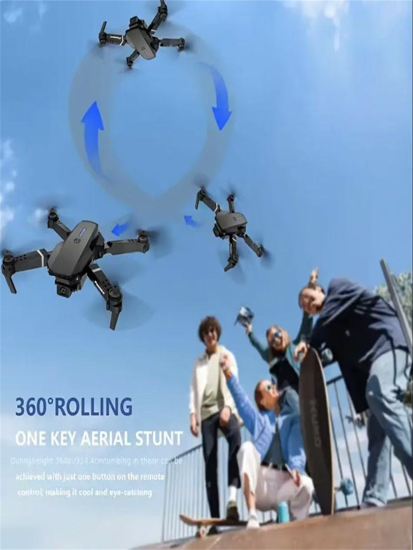 E88 Foldable Smart Camera Drone – Single Camera with Real-Time Transmission & One-Click Takeoff/Landing