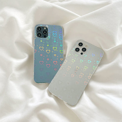 Laser Colorful Love Silicone Case | Double-Sided Coating, Shockproof, for iPhone