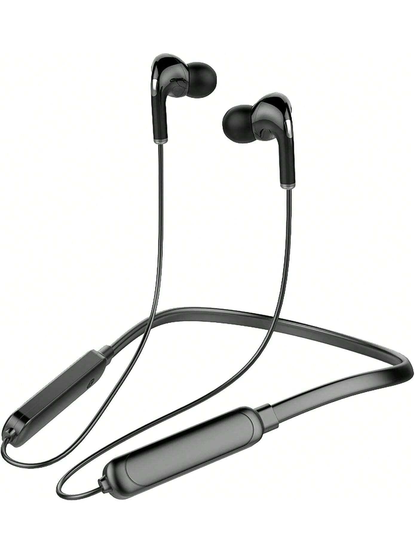 Black Neck Hanging Wireless Sports Earbuds Stereo Bass Outdoor Sports Fitness Running Exercise Headphones