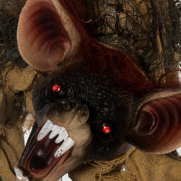 Sound-Activated Hanging Ghost with Red LED Eyes – 3ft Halloween Decoration with Moving Arms & Spooky Sounds