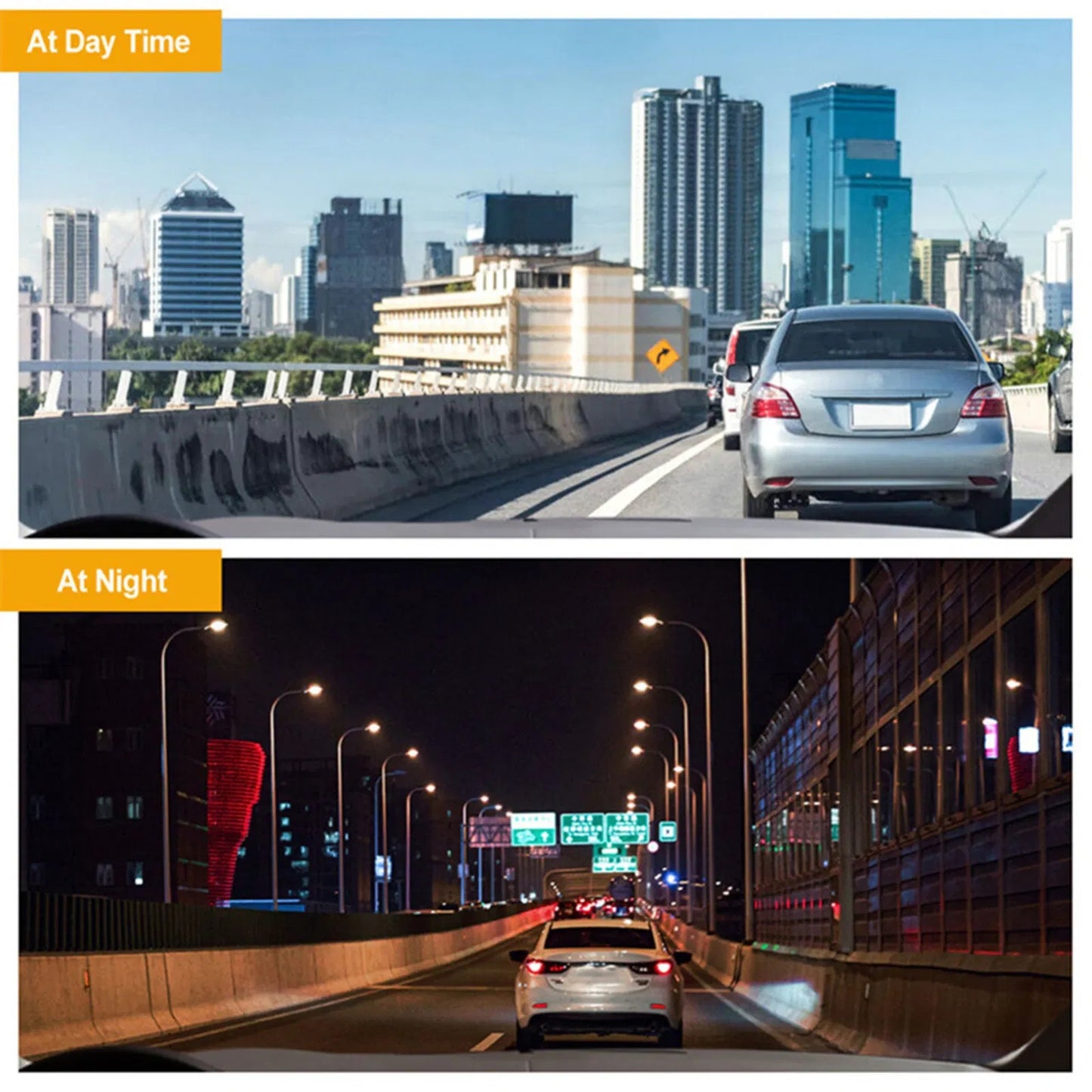 Dual Lens Dash Cam Full HD 1080P | Front & Rear Car Camera with G-Sensor