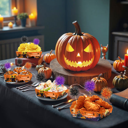 72 Pcs Halloween Party Supplies – Orange Paper Treat Bags for Candy & Party Favors (8.5” x 3.1” x 1.7”)