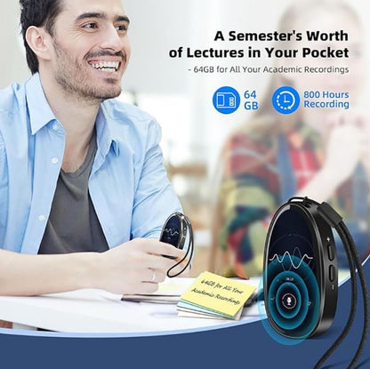 Mini Magnetic Voice Recorder | Built-In Speaker, 22H Recording, USB-C