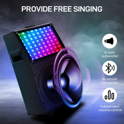 12" 60W LED Spectrum Light Rod Speaker – Bluetooth with Remote Control