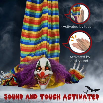 Hanging Clown with LED Eyes, Sound & Motion Activated - Halloween Decoration