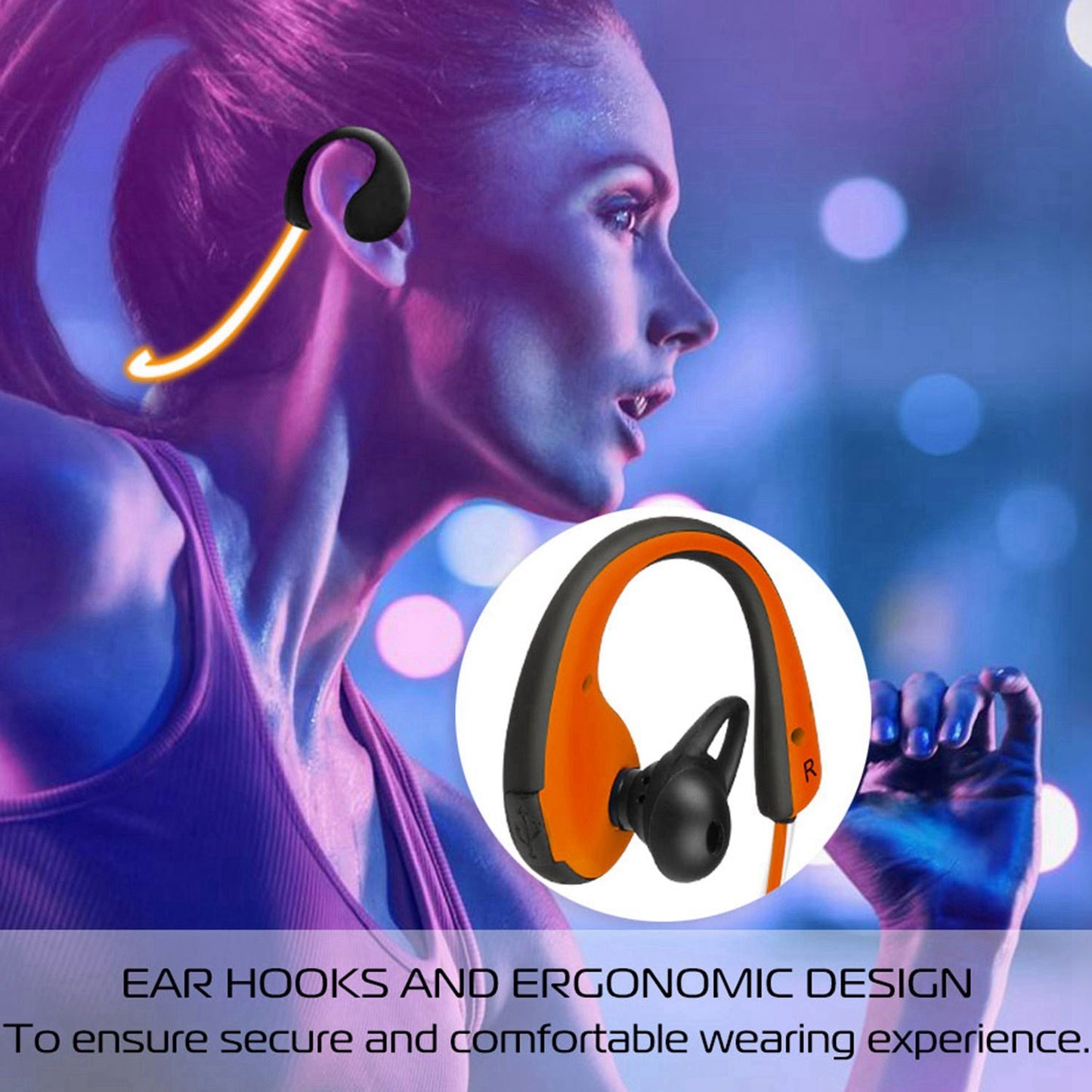 1Pc Wireless Sports Headsets Wireless V4.1 Neckband Earphones HD Stereo Sweat-proof Headphones Earbuds With  LED Light Mic 8Hrs Work Running