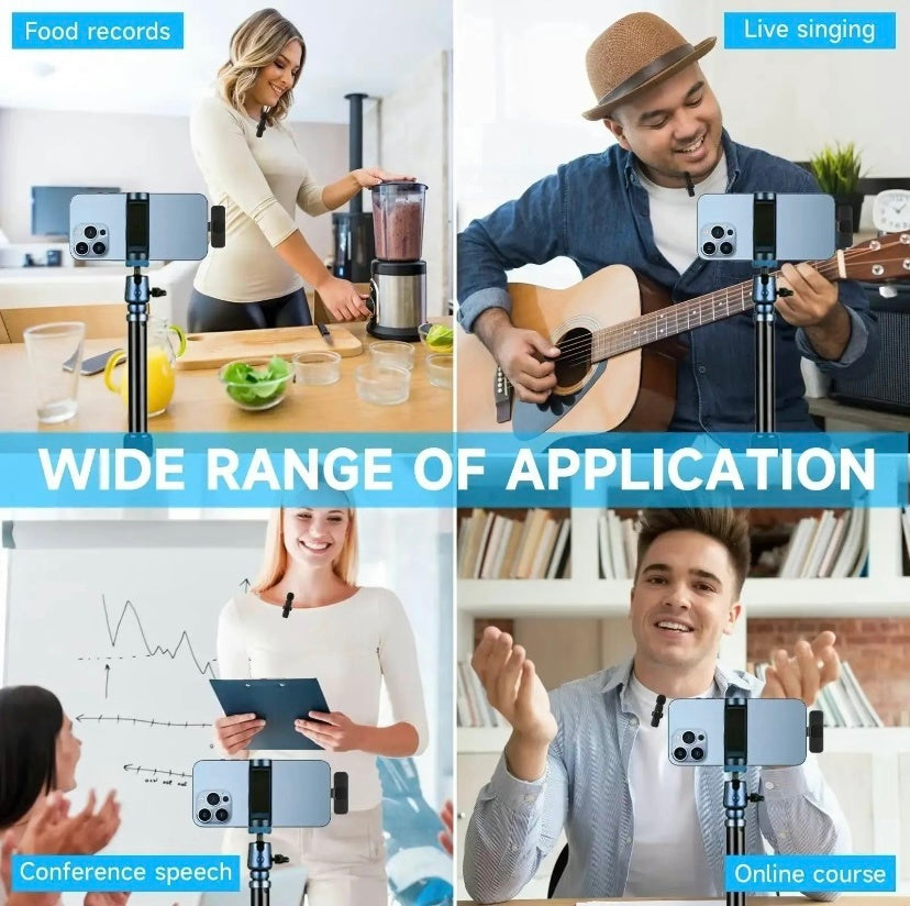 Wireless Lavalier Microphone – Type-C & iPhone 15/16, Rechargeable Mic for Video, Streaming & Vlogging