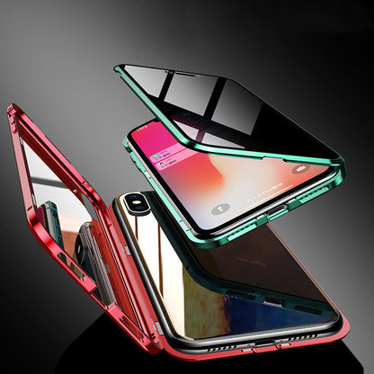 Magnetic Anti-Peep Privacy Case | Metal Frame + Tempered Glass for iPhone