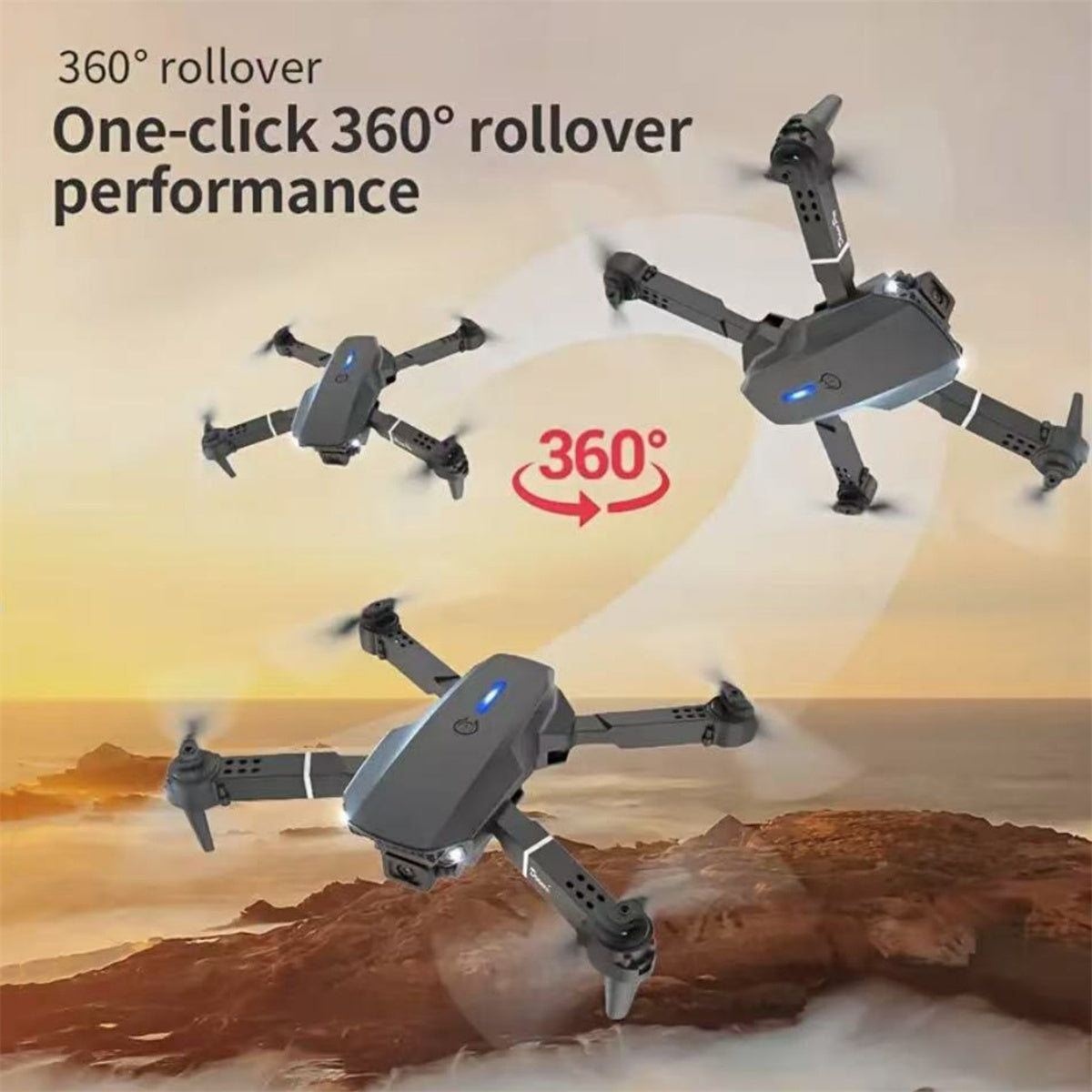 E88 Foldable Smart Camera Drone – Single Camera with Real-Time Transmission & One-Click Takeoff/Landing