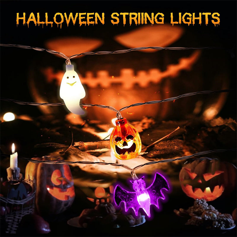 LED Halloween String Lights – Pumpkin, Spider, Bat & Skull Lanterns for Home, Garden & Party Decoration