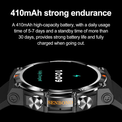 Senbono 2024 MAX18 Men's Arma Oled 1.43-inch HD Large Screen Smart Watch With Gesture Control, AI Voice And Call Function