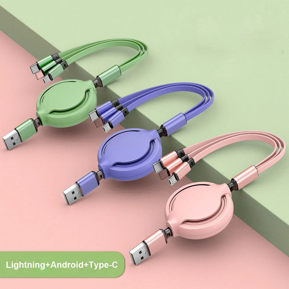 Three-in-one Mobile Phone Data Cable, Free Switching Of Interfaces, Multi-device Charging Is Super Convenient.