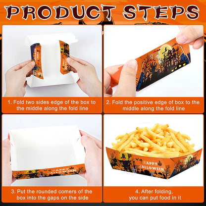 72 Pcs Halloween Party Supplies – Orange Paper Treat Bags for Candy & Party Favors (8.5” x 3.1” x 1.7”)