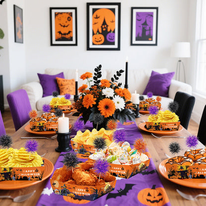 72 Pcs Halloween Party Supplies – Orange Paper Treat Bags for Candy & Party Favors (8.5” x 3.1” x 1.7”)