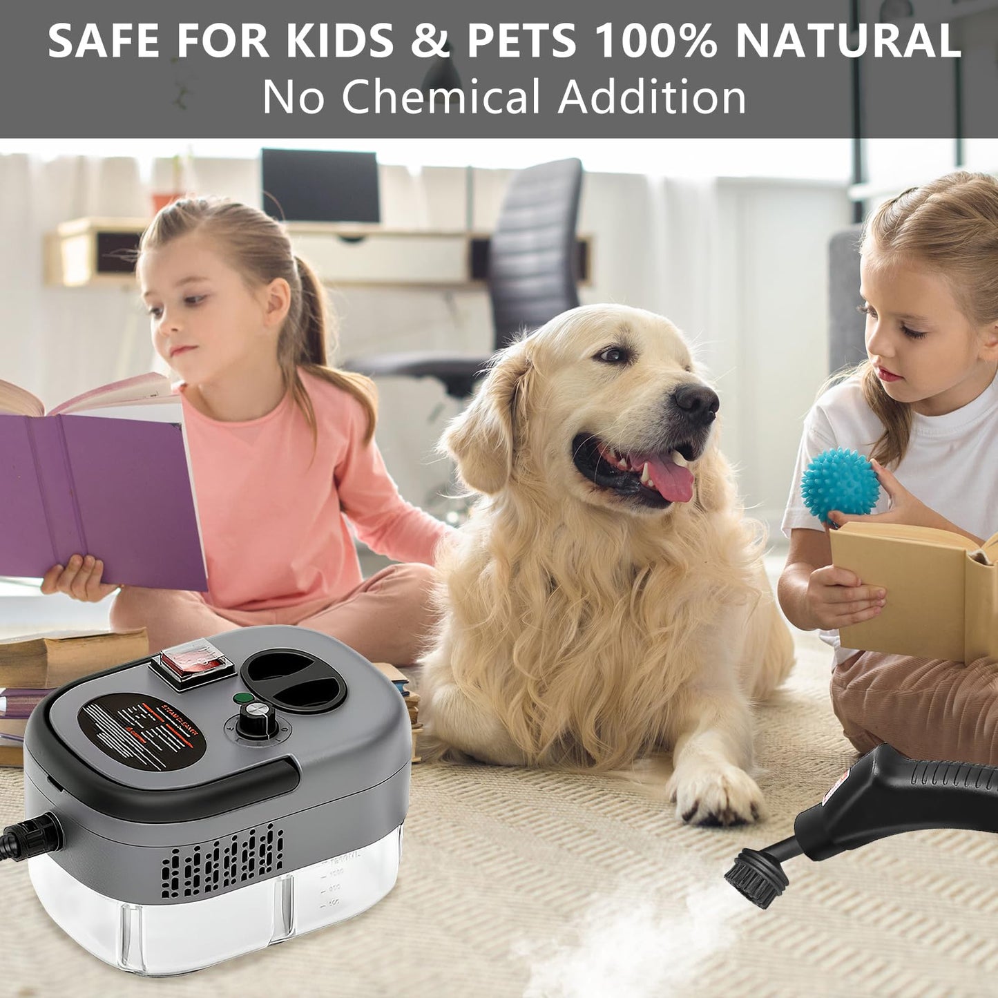 2500W Handheld Steam Cleaner with 1.2L Tank – High-Pressure Portable Steamer for Home, Kitchen, Car, Bathroom, Furniture & Grout (7 Attachments Included)