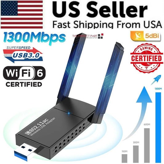USB 3.0, WiFi Adapter, 1300Mbps, Dual Band, 5GHz, Long Range.